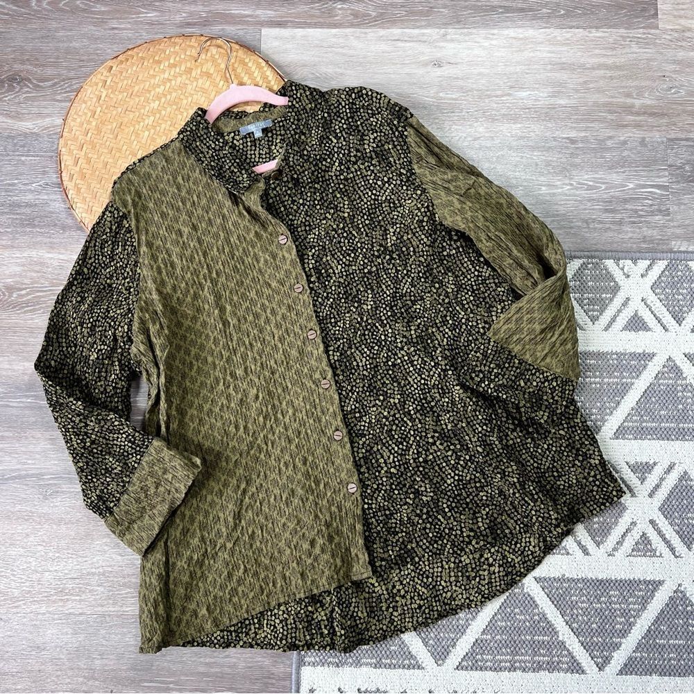 Habitat Olive and Black Patterned Blouse